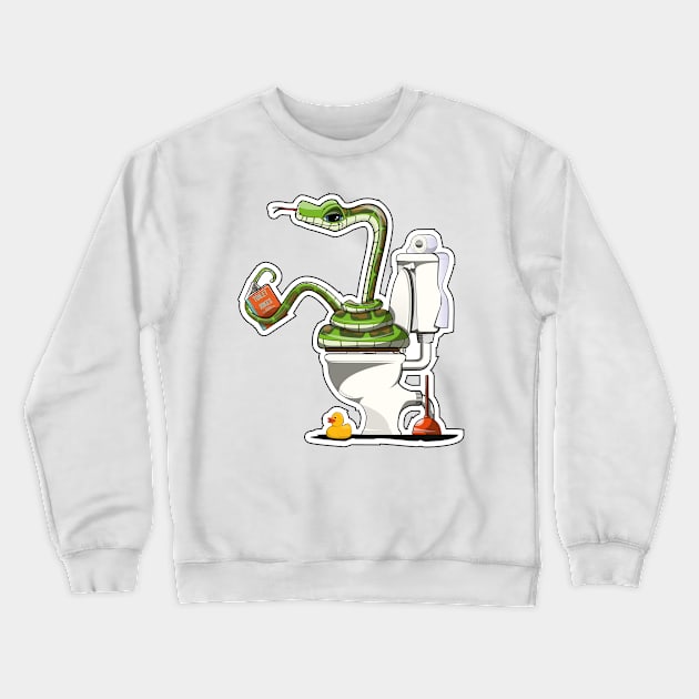 Snake on the Toilet Crewneck Sweatshirt by InTheWashroom